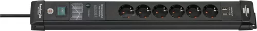 BRENNENSTUHL túlfeszültség-védelmi aljzetsáv 6dugalj 3m H05VV-F3G1,5 IP20 USB Premium-Line 60000A 1951160606