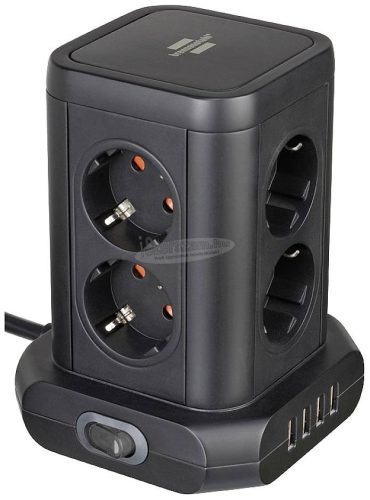 BRENNENSTUHL  elosztó, aljzat torony 2m 8dugalj+4USB H05VV-F 3G1,5mm² IP20 1153560000