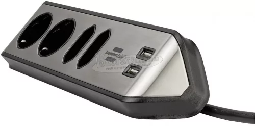 BRENNENSTUHL sarokdugószalag 2 védő érintkező, 2 Euro + 2 USB 2m H05VV-F 3G1,5 IP20 1153590410