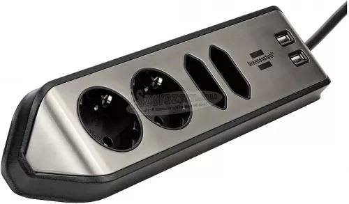 BRENNENSTUHL sarokdugószalag 2 védő érintkező, 2 Euro + 2 USB 2m H05VV-F 3G1,5 IP20 1153590410