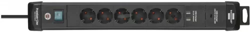 BRENNENSTUHL elosztó Power Delivery USB C 6-os fekete 3m H05VV-F 3G1,5 Premium-Line 1951160607