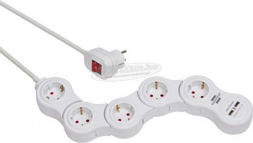 BRENNENSTUHL Elosztó kapcsolóval 1,4m 5dugalj H05VV-F 3G 1,5 mm² IP20 1155350210