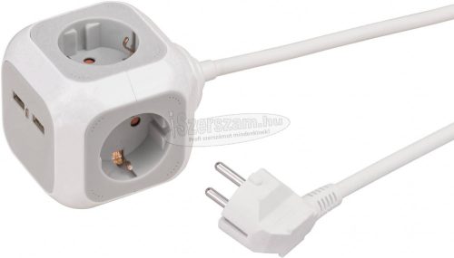 BRENNENSTUHL aljzat/elosztó kocka 1,4m 4 dugalj USB H05VV-F 3G1,5 IP20 Védőérintkezős 1150100