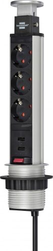 BRENNENSTUHL asztali elosztó 3dugalj 2 USB 2m H05VV-F 3G1,5 IP20 süllyeszthető 1396200013