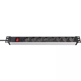  BRENNENSTUHL elosztósor kapcsolószekrényekhez 8dugalj 2m H05VV-F 3G1,5 IP20 Alu-Line 19" 1390007018