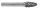 EXACT Turbomaró Keményfém RBF F-alak 12x65/25mm Szár átmérő 6mm 72355