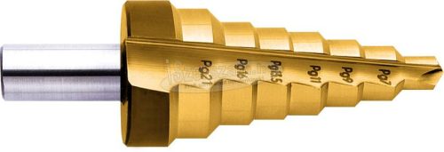 EXACT Lépcsős fúró HSS PG7-PG21, 11.4-26.75mm TiN 92mm Hengeres 15301