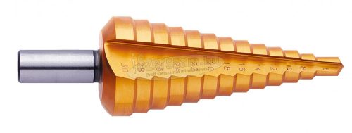 EXACT HSS TiN lépcsősfúró 42-50mm 107mm 3 oldalú szár 05353