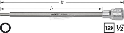 HAZET 2584-1 6szög Szívócső dugókulcs betét 6mm 1/2 (12,5mm)