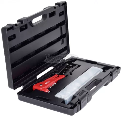 KS-TOOLS Kézi szegecshúzó fogó készlet+ 200 db alu szegecs 2,4-4,8mm alu/acél 150.9520