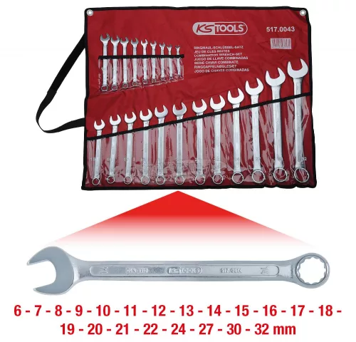 KS-TOOLS Csillag-villáskulcs készlet 6-32mm 21 Részes 517.0043