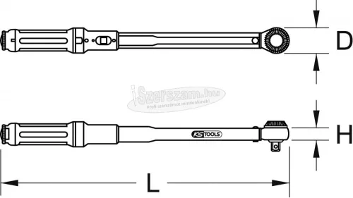KS-TOOLS Nyomatékkulcs, átnyomós fej, kalibrálva 60-320Nm/1,0 mm R/L1/2" 516.1472