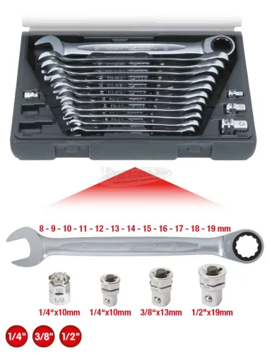 KS-TOOLS Csillag-villáskulcs racsnis készlet 16részes 503.4266