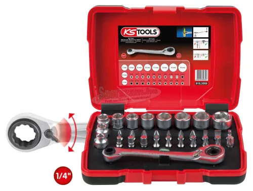 KS-TOOLS Dugókulcs készlet + bitek 1/4"  5-14 mm 31részes 918.3050