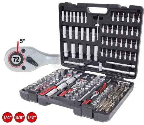 KS-TOOLS Dugókulcs készlet + rátűző 1/4"-1/2"R/H 4-32mm/E4-24/TX 8-40 195részes 917.0795