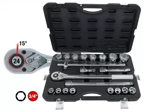 KS-TOOLS Dugókulcs készlet 3/4" 21részes  911.0721