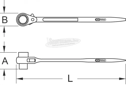 KS-TOOLS Csillagkulcs racsnis 19x22mm, irányváltós 522.1922