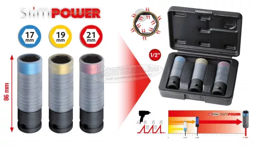 KS-TOOLS Dugókulcs készlet 1/2" gépi Alufelnihez 17-21 mm 3 részes 515.0990