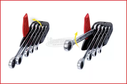 KS-TOOLS Csillag-villáskulcs racsnis készlet 8-10-13-17-19mm irányváltós 5 részes 503.4605