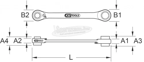 KS-TOOLS Csillagkulcs racsnis, egyenes, 4 az 1-ben 16x19-17x18 mm 503.4546