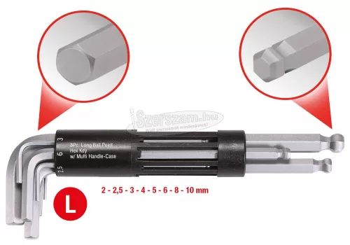 KS-TOOLS Hatszögkulcs készlet hosszú, gömbvégű, krómozott 2,0-10 mm 8 részes 151.2100