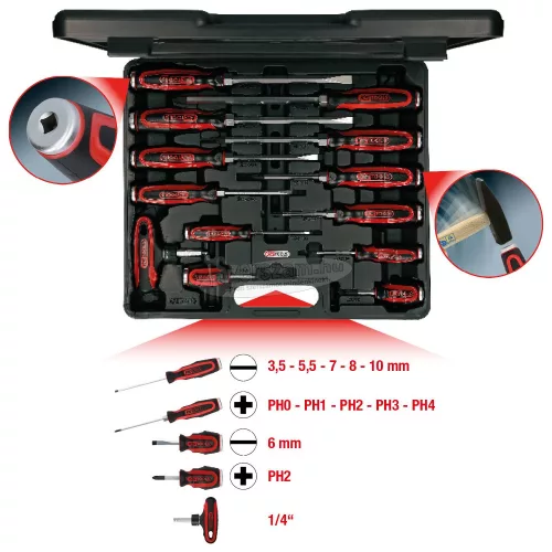 KS-TOOLS Csavarhúzó készlet lapos+PH, hatszög szár, 13 részes 151.1150