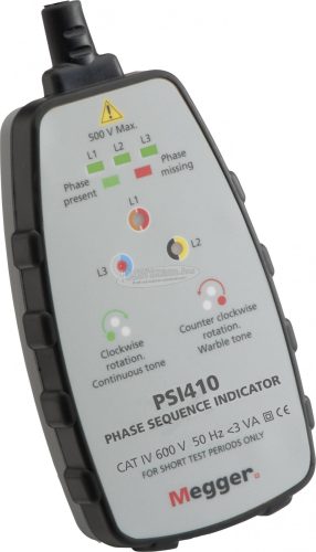 MEGGER PSI410 Forgómező mérő CAT IV 600 V LED, Akusztikus