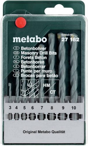 METABO 627182000 Beton csigafúró készlet 8 részes 3mm, 4mm, 5mm, 6mm, 7mm, 8mm, 9mm, 10mm 8 db