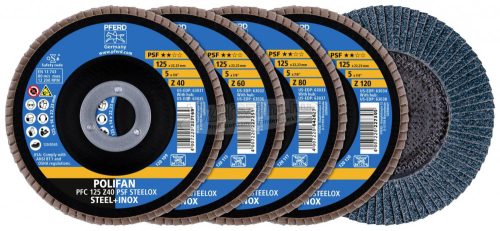 PFERD 69198300 SET PFC 125 Z40/60/80/120 PSF STEELOX 125mm Furat átmérő 22.23mm 1 készlet