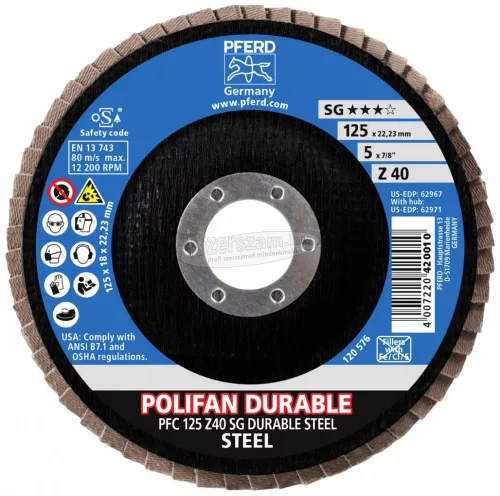 PFERD 67782124 PFC 125 Z40 SG DURABLE STEEL 125mm Furat átmérő 22.23mm 10 db