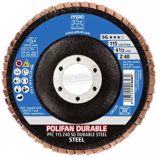 PFERD 67782114 PFC 115 Z40 SG DURABLE STEEL 115mm Furat átmérő 22.23mm 10 db
