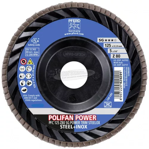 PFERD 67772128 PFC 125 Z 80 SG POWER TRIM STEELOX 125mm Furat átmérő 22.23mm 10 db