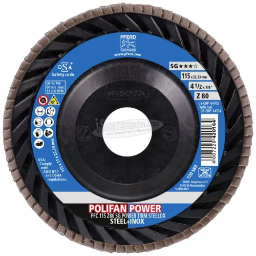 PFERD 67772118 PFC 115 Z 80 SG POWER TRIM STEELOX 115mm Furat átmérő 22.23mm 10 db