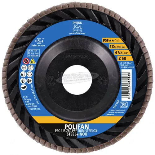 PFERD 67771116 PFC 115 Z 60 PSF TRIM STEELOX 115mm Furat átmérő 22.23mm 10 db