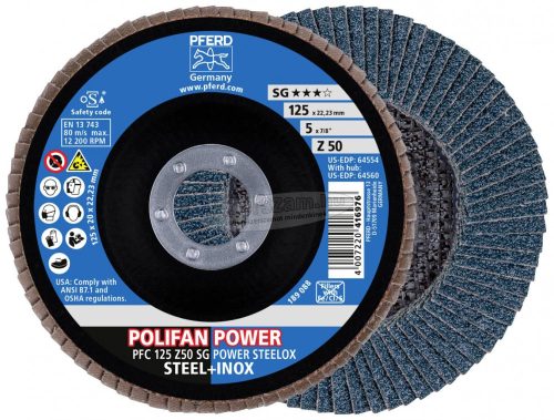 PFERD 67785126 PFC 125 Z50 SG POWER STEELOX 125mm Furat átmérő 22.23mm 10 db