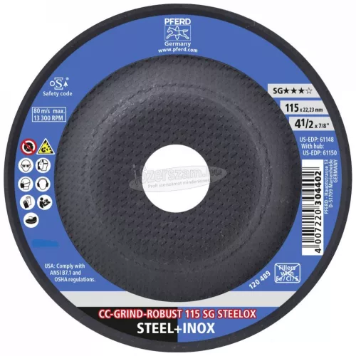 PFERD 64195115 CC-GRIND-ROBUST 115 SG STEELOX 115mm Furat átmérő 22.23mm 10 db