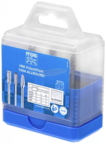 PFERD 21901404 Turbomaró készlet Keményfém Szár átmérő 3mm 3 részes