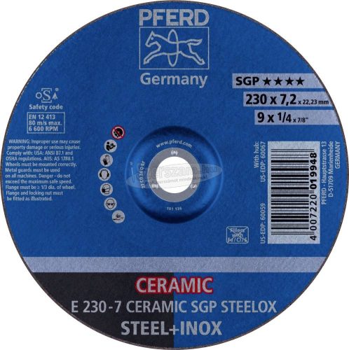 PFERD Tisztítókorong E CERAMIC SGP STEELOX több változatban
