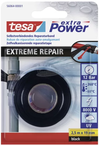 TESA EXTRA POWER javítószalag Fekete 2,5m x 19mm 3 db 56064-00500-00