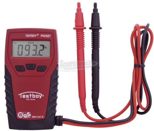 TESTBOY Digitális multiméter, zseb mérőműszer, LED-es zseblámpával CAT III 300V Testboy Pocket