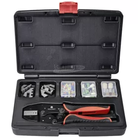   TOOLCRAFT TO-7703463 Krimpelő fogó készlet 83 részes Érvéghüvelyek 0.5-35mm² Érvéghüvely-választékot tartalmazó kofferrel, Cserélhető krimpelőbetétekkel