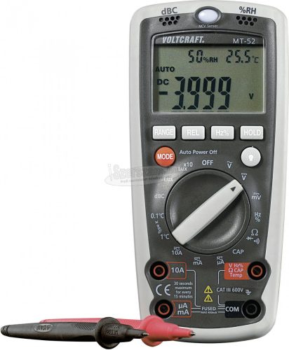 VOLTCRAFT MT-52 digitális multiméter K típusú hőmérséklet érzékelővel, fény-, zaj- és nedvesség érzékelők, NCV -érintésmentes feszültségvizsgáló