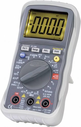 VOLTCRAFT Digitális autós multiméter, autóvillamossági mérőműszer, fordulatszám és zárásszög méréssel Voltcraft AT-200