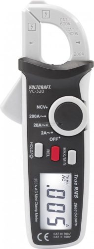 VOLTCRAFT Mini lakatfogó AC váltóáram, True RMS mérő AC/A max. 200A Voltcraft VC-320 AC
