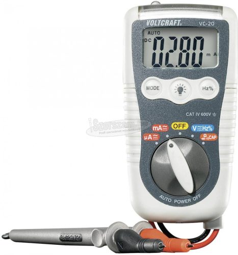 VOLTCRAFT Digitális multiméter, mérőműszer, beépített LED-es zseblámpa 600V AC/DC max.200mA AC/DC VOLTCRAFT VC-20 HEAVY-DUTY DMM