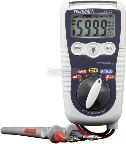 VOLTCRAFT Digitális multiméter, mérőműszer, beépített LED-es zseblámpa 600V AC/DC max.200mA AC/DC VOLTCRAFT VC-20 HEAVY-DUTY DMM