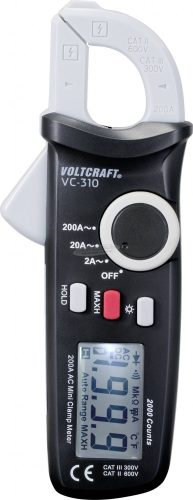 VOLTCRAFT Mini AC váltóáram mérő lakatfogó 200A/AC CAT II 600 V, CAT III 300 V Voltcraft VC-310 AC