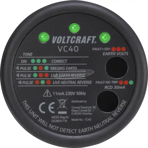 VOLTCRAFT Konnektor dugalj teszter VOLTCRAFT VC40