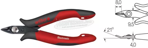 Wiha Electronic oldalcsípő nagyon keskeny, hegyes fej fazetta nélkül 128mm, 5 1/8" (27388)