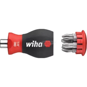   Wiha Csavarhúzó bittárral mágneses Phillips, Pozidriv 6 bittel, Stubby, 1/4" 33740